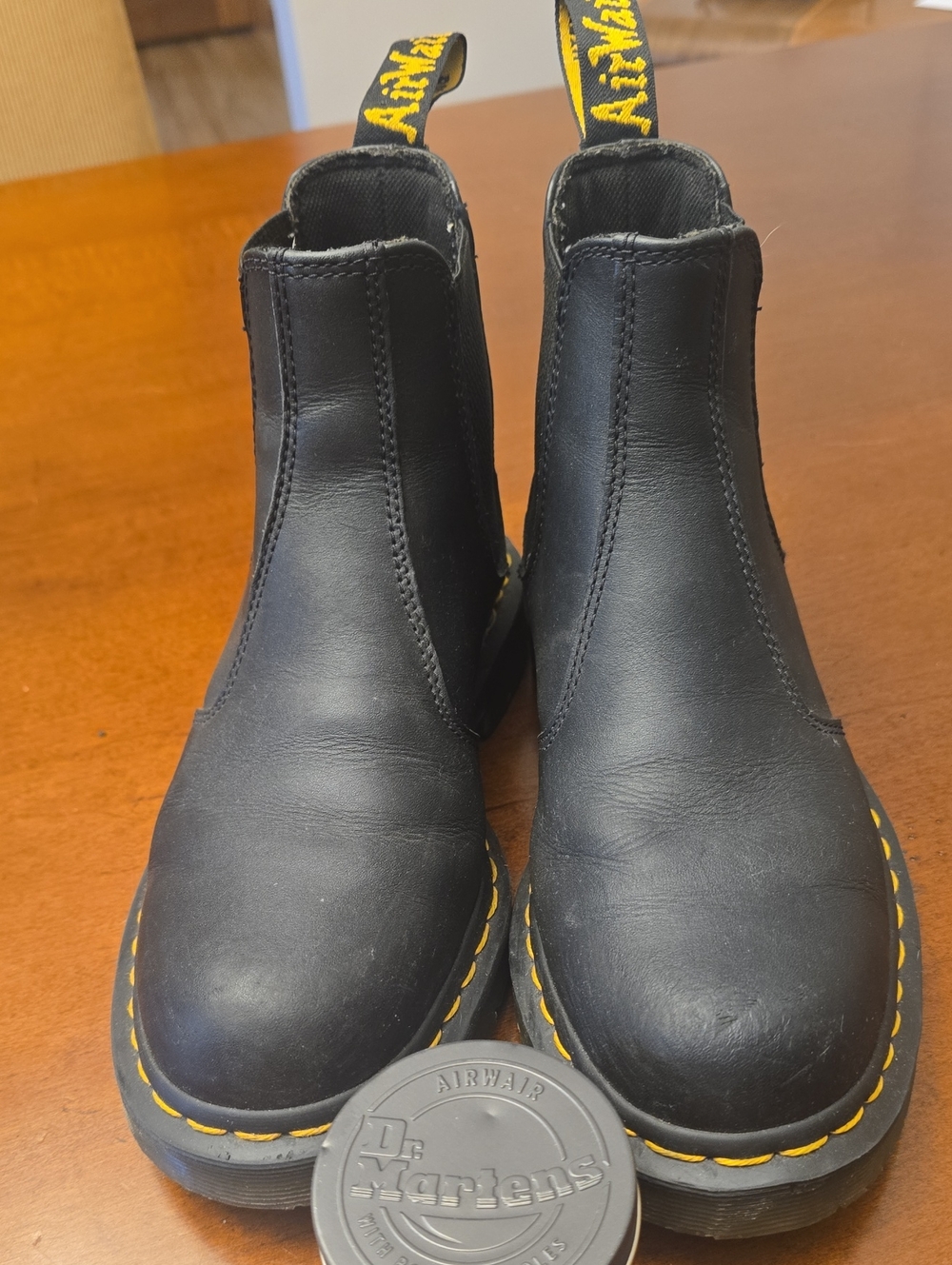 Dr. Martens Black Chelsea Boots with Yellow Accents